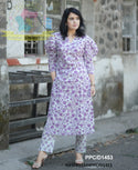 Floral Printed Cotton Kurti With Pant-ISKWKU1604PPC/D1453