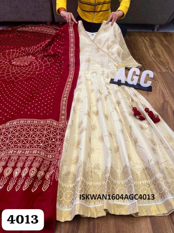 Printed Silk Anarkali With Bandhani Printed Dupatt-ISKWAN1604AGC4013