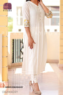 Embroidered Cotton Kurti With Pant-ISKWKUDB290424Y