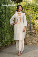 Embroidered Cotton Kurti With Pant And Dupatta-ISKWSU28048016