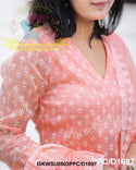 Hand Block Printed Kota Doriya Kurti With Cotton Pant And Dupatta-ISKWSU0503PPC/D1697