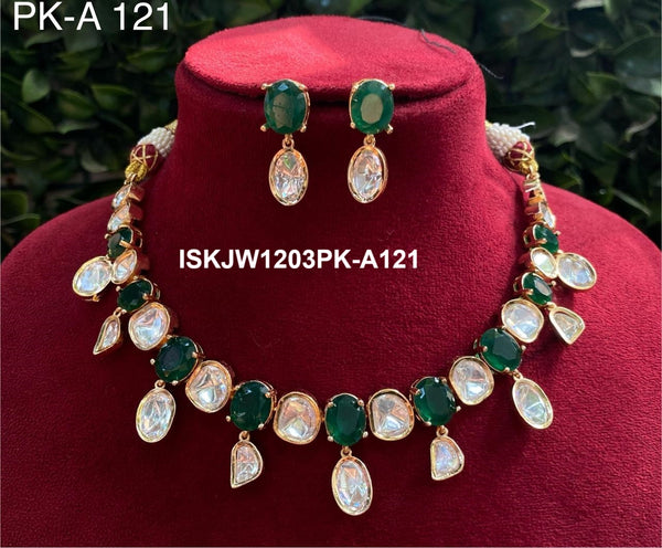 Kundan Necklace Set-ISKJW1203PK-A121