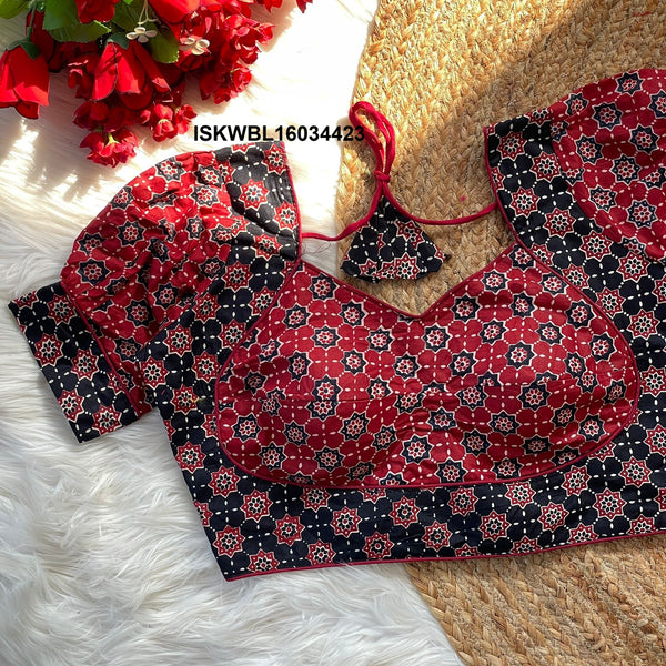 Ajrakh Printed Cotton Padded Blouse-ISKWBL16034423