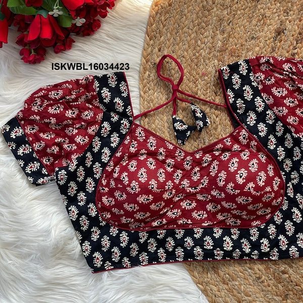 Ajrakh Printed Cotton Padded Blouse-ISKWBL16034423