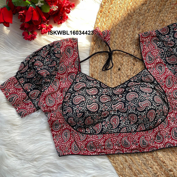 Ajrakh Printed Cotton Padded Blouse-ISKWBL16034423