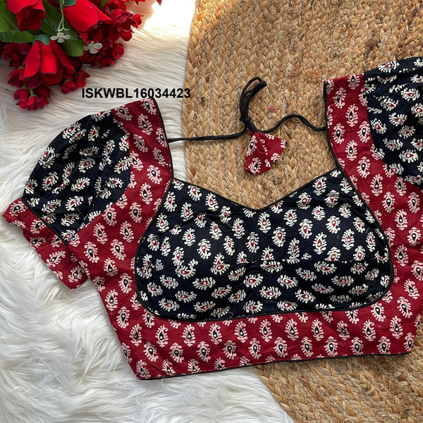 Ajrakh Printed Cotton Padded Blouse-ISKWBL16034423