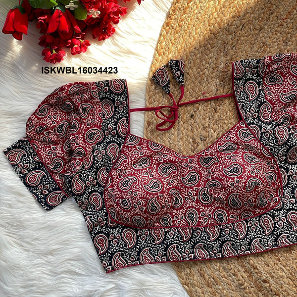 Ajrakh Printed Cotton Padded Blouse-ISKWBL16034423