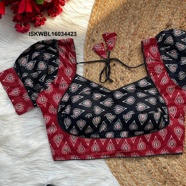 Ajrakh Printed Cotton Padded Blouse-ISKWBL16034423