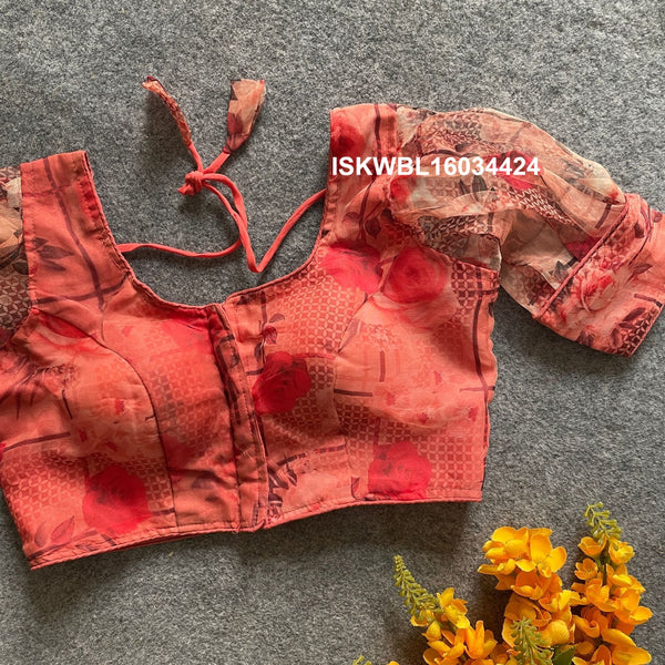 Printed Organza Padded Blouse-ISKWBL16034424