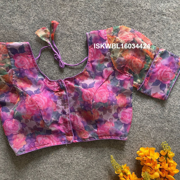 Printed Organza Padded Blouse-ISKWBL16034424