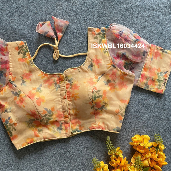 Printed Organza Padded Blouse-ISKWBL16034424
