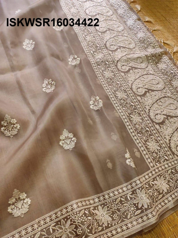 Embroidered Organza Silk Saree With Blouse-ISKWSR16034422