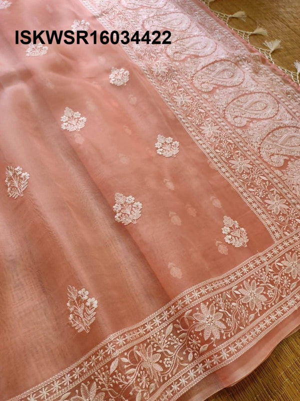 Embroidered Organza Silk Saree With Blouse-ISKWSR16034422