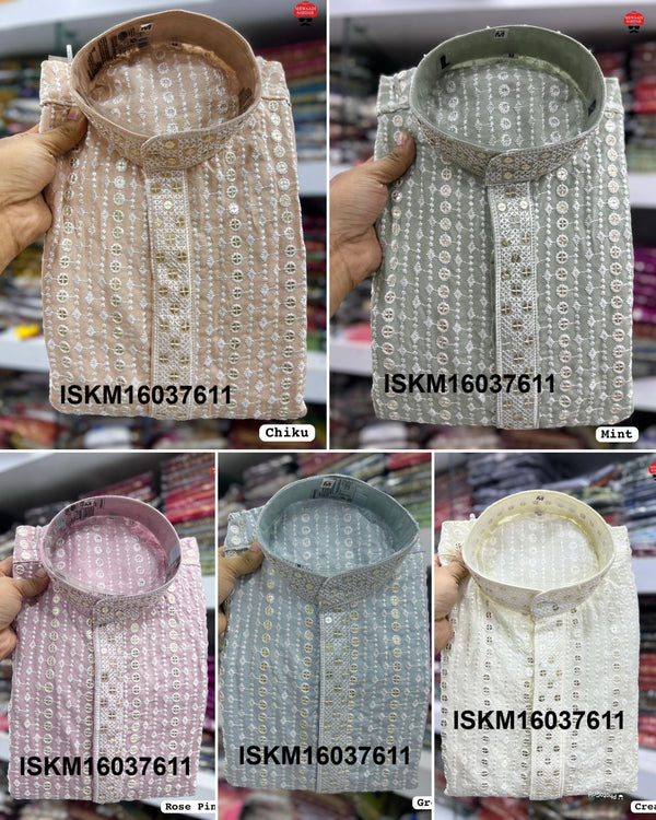 Men's Sequined Rayon Kurta With Cotton Pajama-ISKM16037611