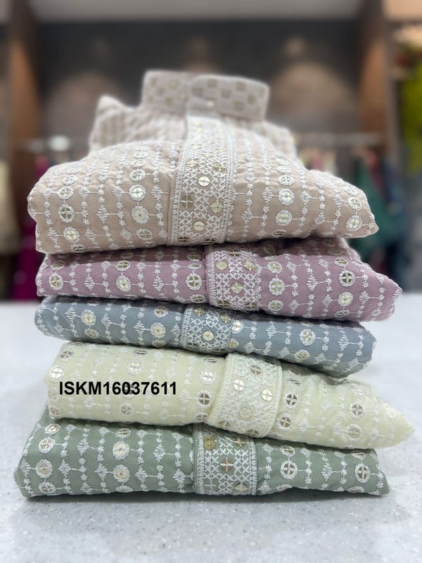 Men's Sequined Rayon Kurta With Cotton Pajama-ISKM16037611