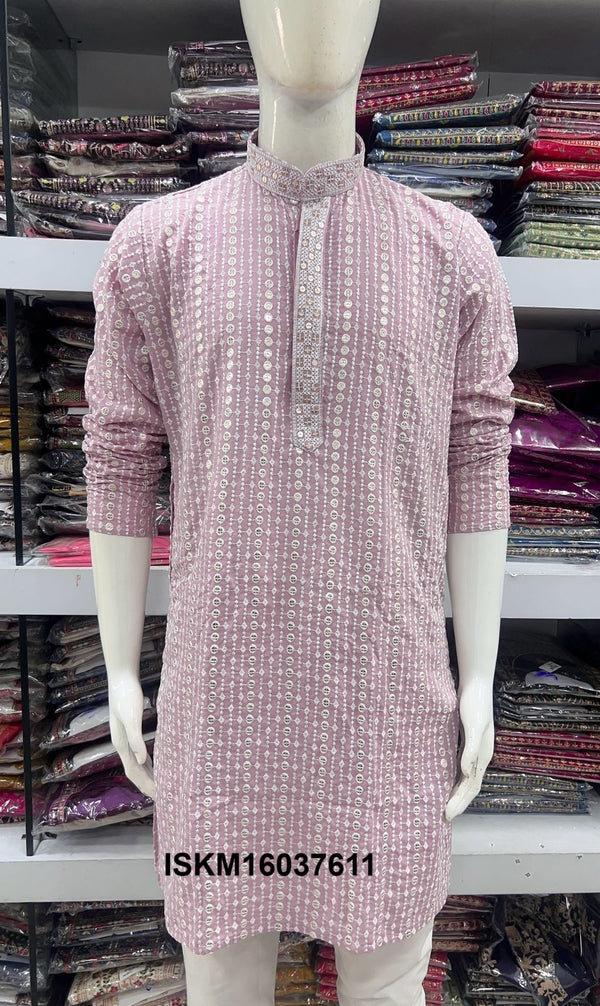 Men's Sequined Rayon Kurta With Cotton Pajama-ISKM16037611