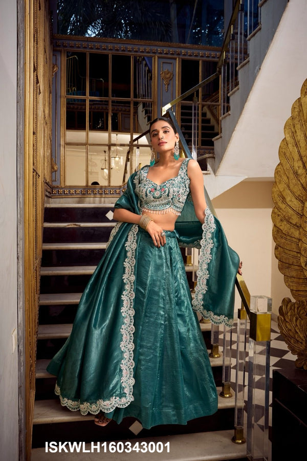 Embroidered Organza Lehenga With Blouse And Dupatta-ISKWLH160343001