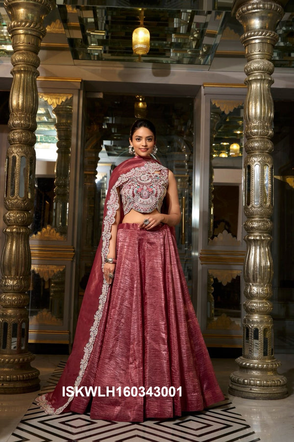 Embroidered Organza Lehenga With Blouse And Dupatta-ISKWLH160343001