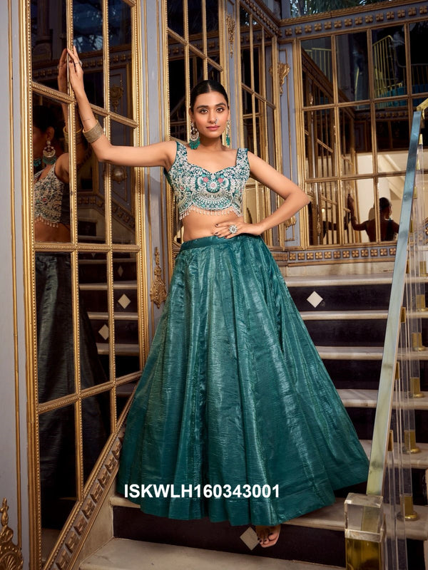 Embroidered Organza Lehenga With Blouse And Dupatta-ISKWLH160343001