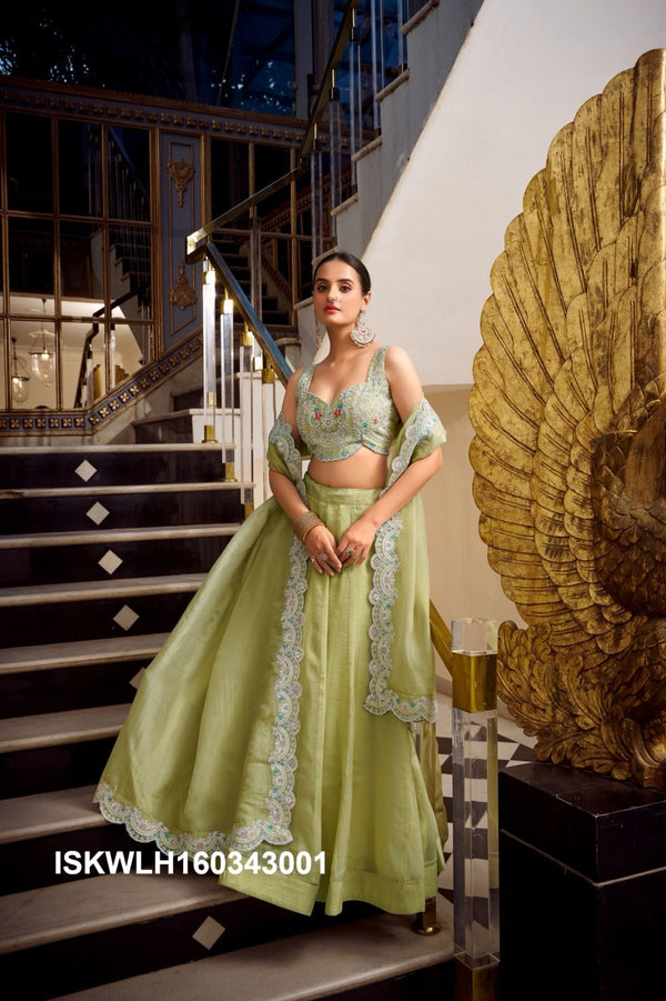 Embroidered Organza Lehenga With Blouse And Dupatta-ISKWLH160343001