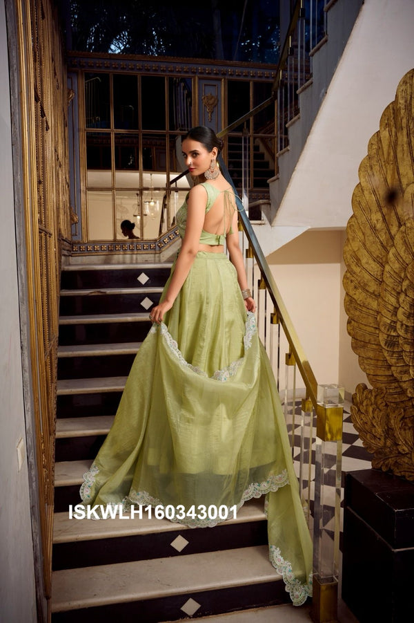 Embroidered Organza Lehenga With Blouse And Dupatta-ISKWLH160343001