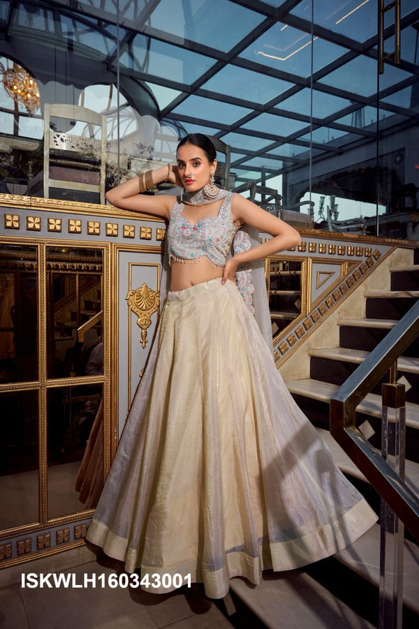 Embroidered Organza Lehenga With Blouse And Dupatta-ISKWLH160343001