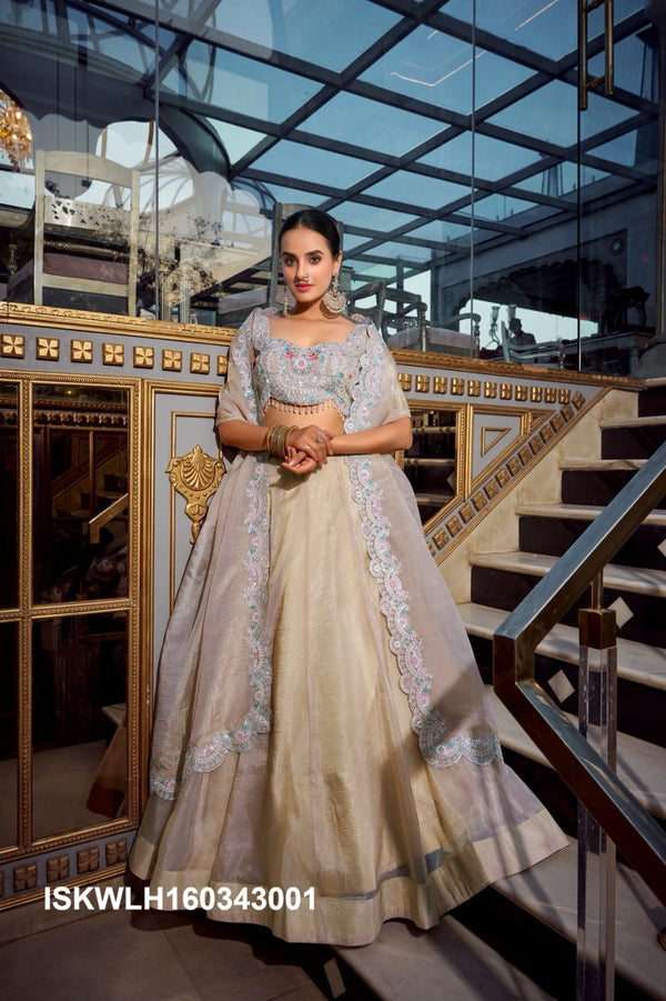Embroidered Organza Lehenga With Blouse And Dupatta-ISKWLH160343001