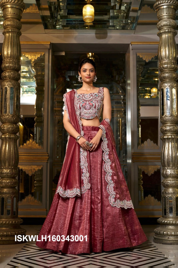 Embroidered Organza Lehenga With Blouse And Dupatta-ISKWLH160343001