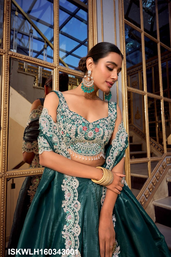 Embroidered Organza Lehenga With Blouse And Dupatta-ISKWLH160343001