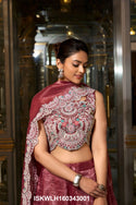 Embroidered Organza Lehenga With Blouse And Dupatta-ISKWLH160343001