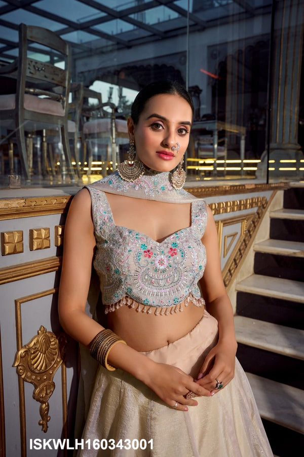Embroidered Organza Lehenga With Blouse And Dupatta-ISKWLH160343001