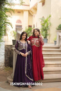 Embroidered Georgette Gown With Dupatta-ISKWGN160343002