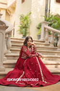 Embroidered Georgette Gown With Dupatta-ISKWGN160343002