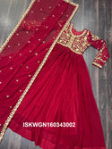 Embroidered Georgette Gown With Dupatta-ISKWGN160343002