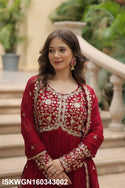 Embroidered Georgette Gown With Dupatta-ISKWGN160343002