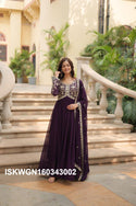 Embroidered Georgette Gown With Dupatta-ISKWGN160343002