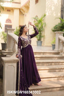 Embroidered Georgette Gown With Dupatta-ISKWGN160343002
