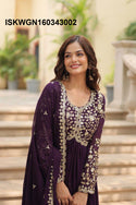 Embroidered Georgette Gown With Dupatta-ISKWGN160343002