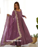 Chanderi Anarkali Kurti With Silk Pant And Embroidered Dupatta-ISKWSU16036789