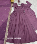 Chanderi Anarkali Kurti With Silk Pant And Embroidered Dupatta-ISKWSU16036789