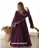 Chanderi Anarkali Kurti With Silk Pant And Embroidered Dupatta-ISKWSU16036789