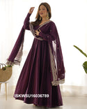 Chanderi Anarkali Kurti With Silk Pant And Embroidered Dupatta-ISKWSU16036789
