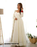Chanderi Anarkali Kurti With Silk Pant And Embroidered Dupatta-ISKWSU16036789