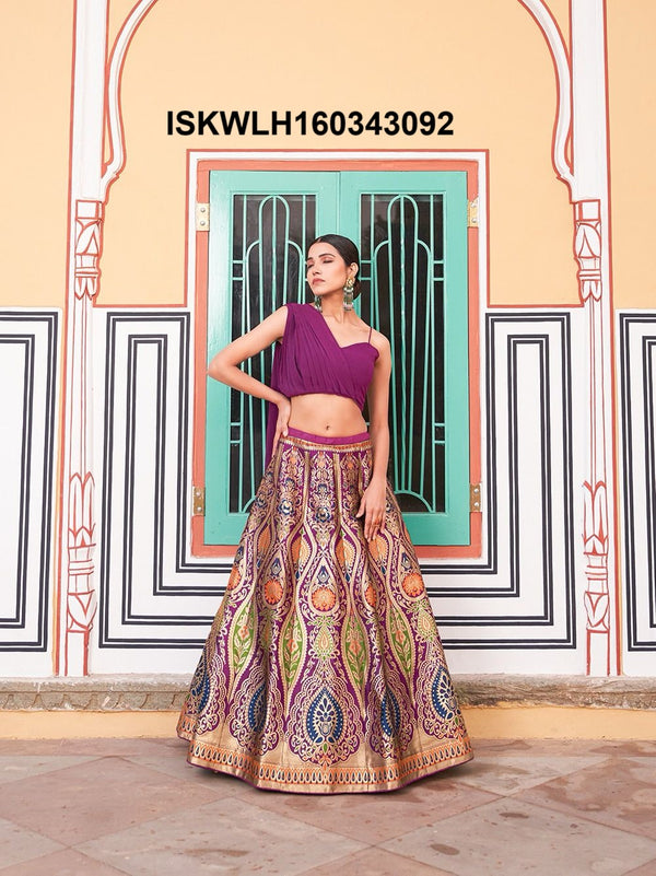 Banarasi Silk Lehenga With Blouse Attached Dupatta-ISKWLH160343092