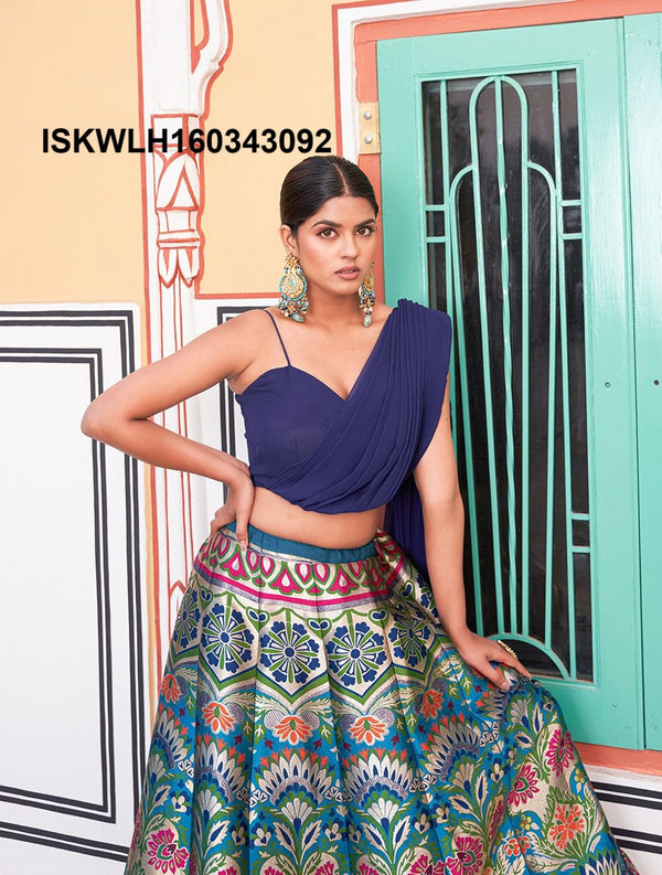 Banarasi Silk Lehenga With Blouse Attached Dupatta-ISKWLH160343092
