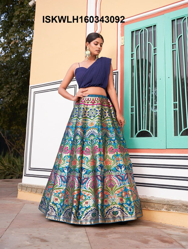 Banarasi Silk Lehenga With Blouse Attached Dupatta-ISKWLH160343092