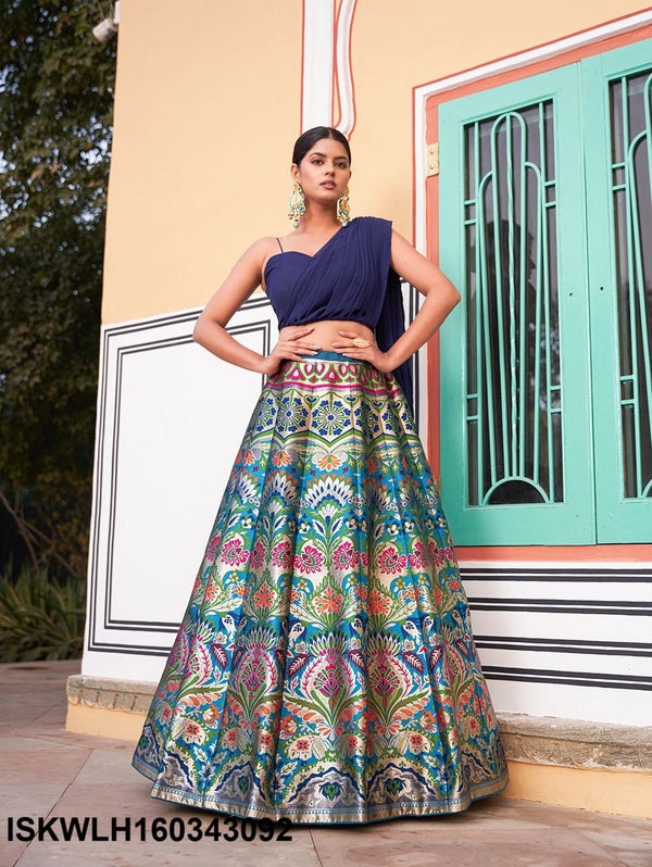 Banarasi Silk Lehenga With Blouse Attached Dupatta-ISKWLH160343092