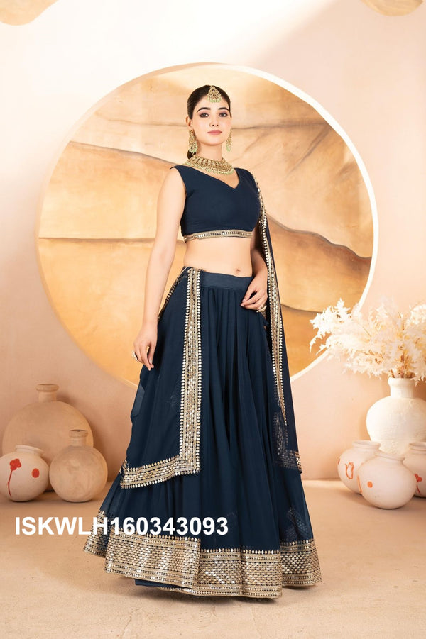 Sequined Georgette Lehenga With Blouse And Dupatta-ISKWLH160343093