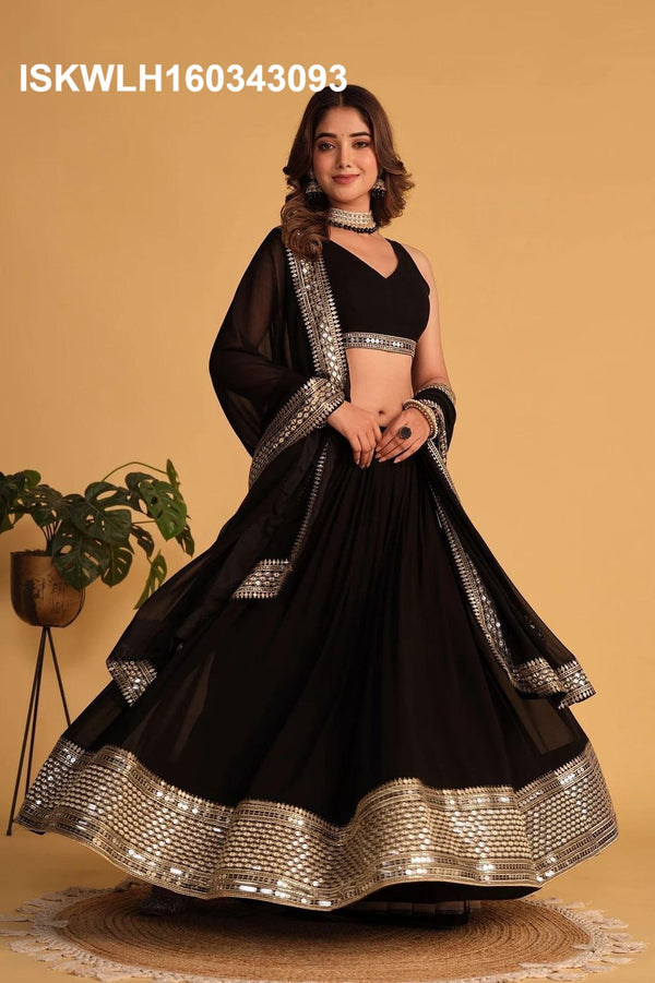 Sequined Georgette Lehenga With Blouse And Dupatta-ISKWLH160343093