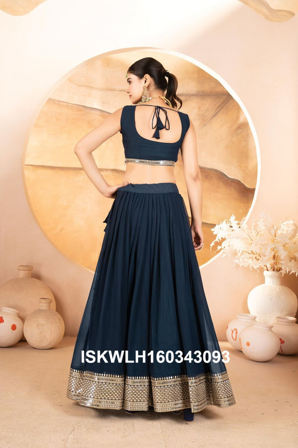 Sequined Georgette Lehenga With Blouse And Dupatta-ISKWLH160343093